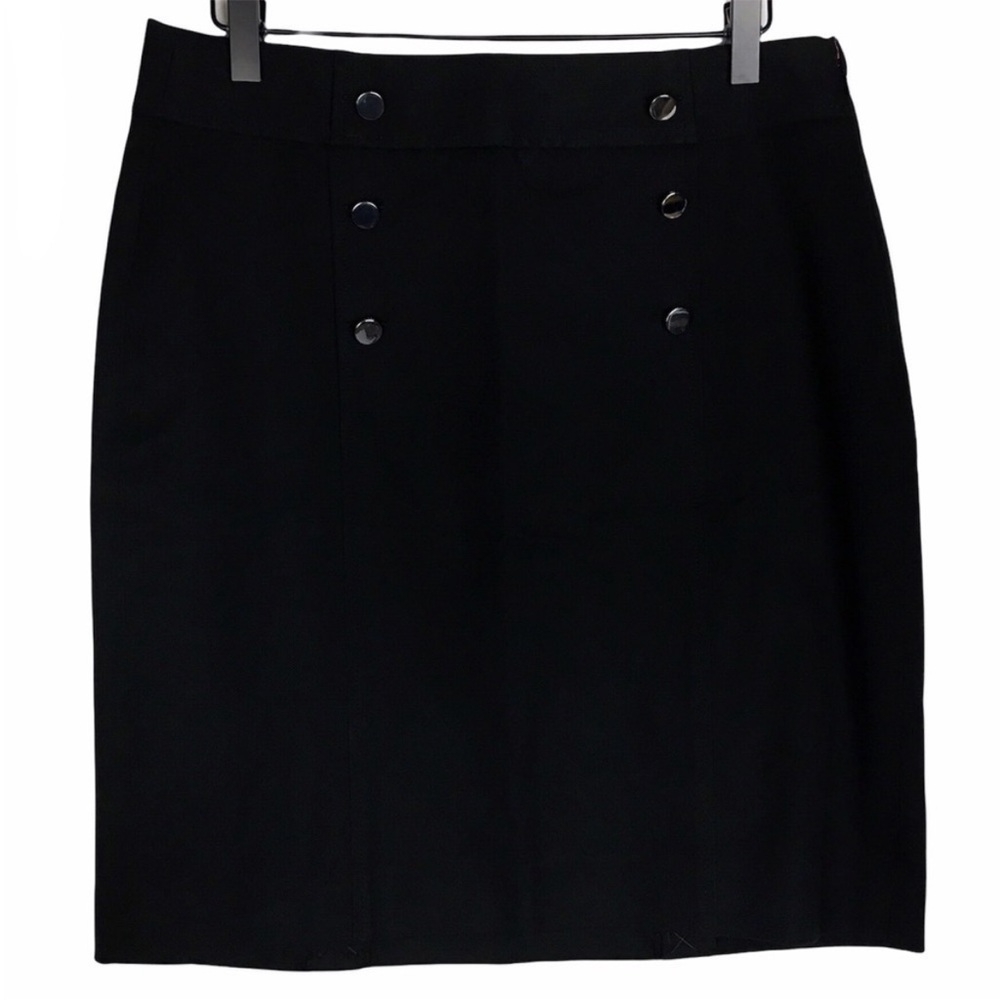 BANANA REPUBLIC Sloan Pencil Skirt Black Sailor Buttons Minimalist Size 8 NWT - Picture 2 of 13